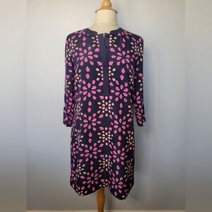 Crown & Ivy Navy Ladybug Print 3/4 Length Bell Sleeves Sheath Dress SZ 8